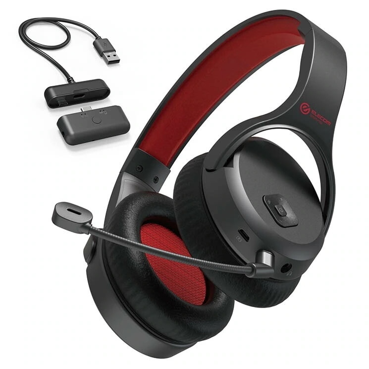 ゲーミングヘッドセット ワイヤレスヘッドホン 無線 2.4GHz (有線3.5mm接続可) マイク付 φ40mm ドライバー USBアダプター付 ミキサー機能付 ブラック