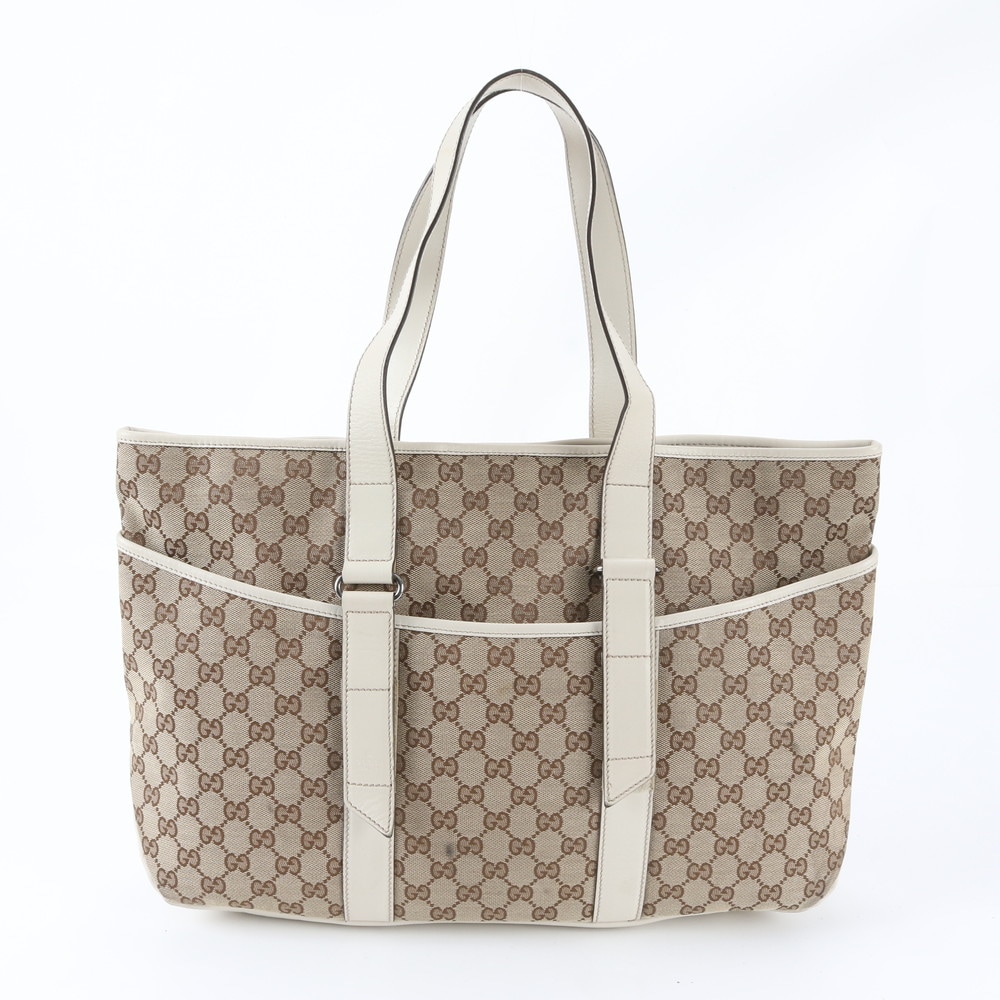 美品 GGキャンバス 153238 レザー×キャンバス トート バッグ ショルダー ビジネス 通勤 書類鞄 A4 メンズ レディース RIM ED38-9 中古