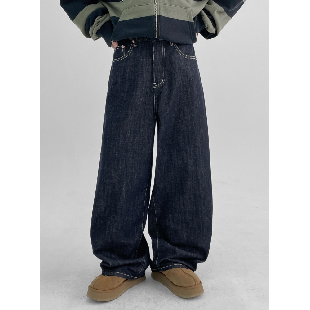 ブラックアップ [春新品] LEVOND ノンフェードワイドデニムパンツ