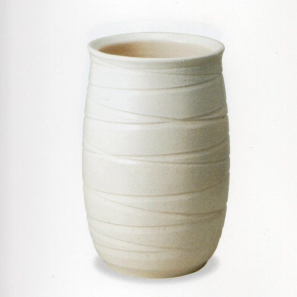 クレイホワイト糸車傘立　（信楽焼き・陶器・傘立て・梅雨・雨・玄関・収納・B041-07）