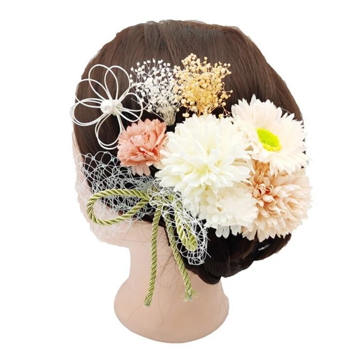 ガーリーなムード演出可能 激安セール 髪飾り 成人式 花 ドライフラワ 着物造花の髪飾り9点セット