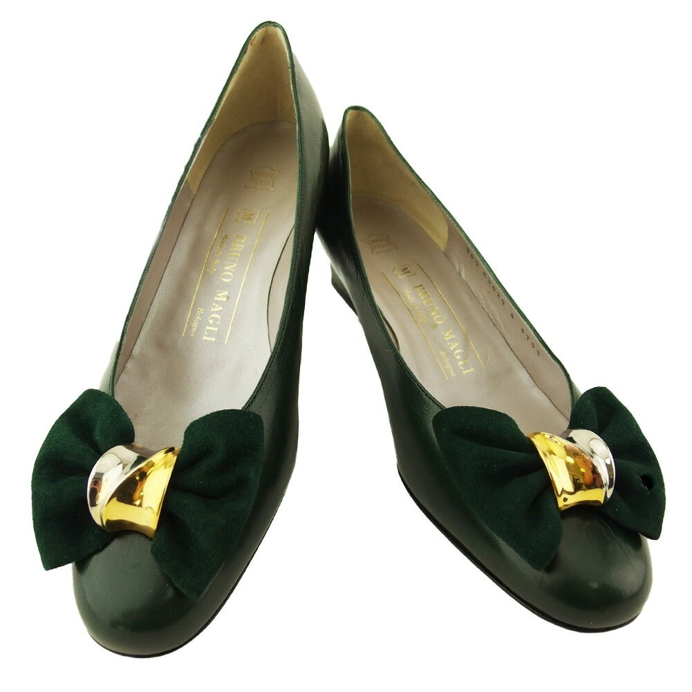 パンプス レディース ダークグリーン 中古