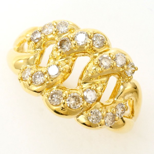 K18 18金 YG リング 指輪 12号 ダイヤ 0.50 カード鑑別書 ジュエリー 中古