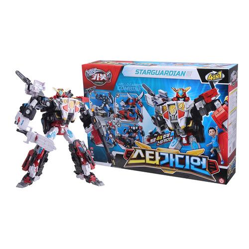 [ハローカーボット] スターガーディアン ポリスタースカイスターアイアンスターファイアスター4段合体4in1変身ロボットおもちゃ