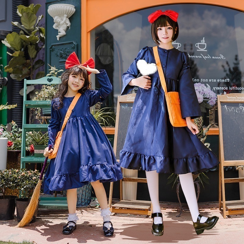ハロウィーン・クリスマス子供用コスプレ衣装 『魔女の宅急便』キキデザインワンピース 女の子演出服