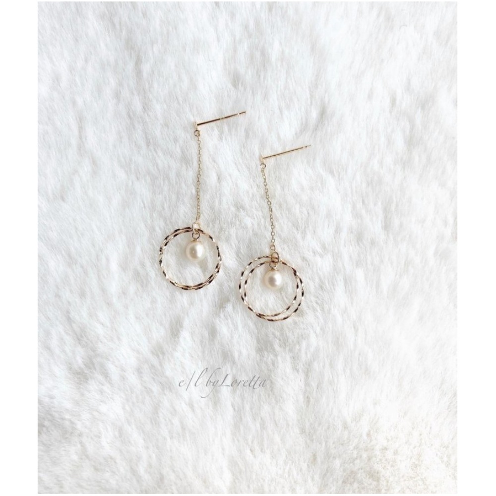 K10 淡水パール chain w hoop pierce EL by Loretta レディース アクセサリー