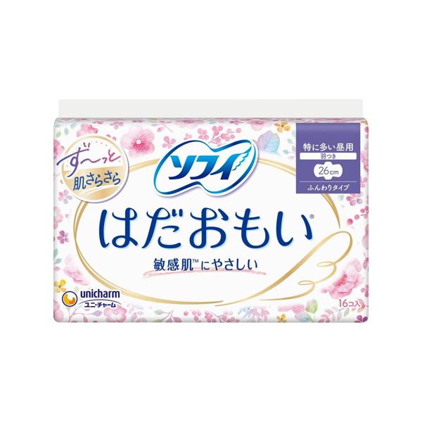 10個セット/ユニチャーム ソフィ はだおもい 特に多い日の昼 長時間用 25cm 羽つき 16枚入 [ユニ・チャーム]