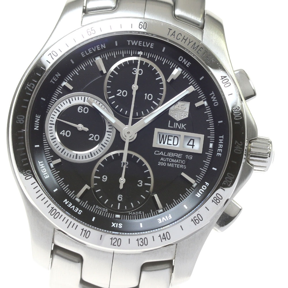 タグホイヤー TAG HEUER CJF211A.BA0594 リンク デイデイト クロノグラフ 自動巻き メンズ 保証書付き_829942【中古】