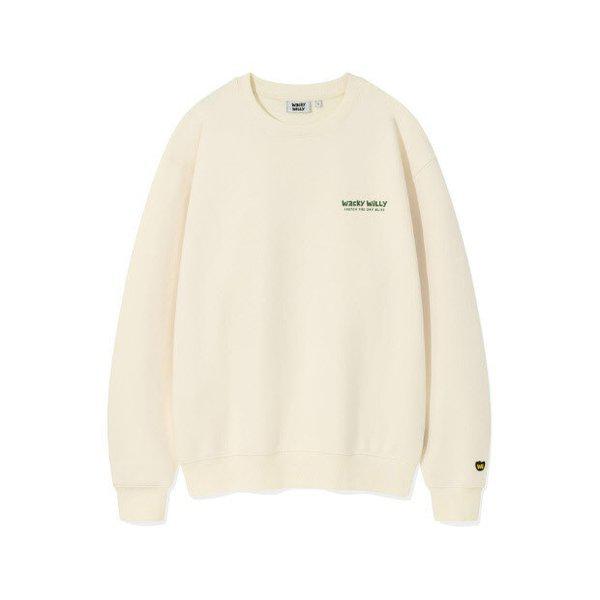ワキウィリー長袖Tシャツ KQJ WA2503CR12CM バックプリント レタリング スウェットシャツ クリーム