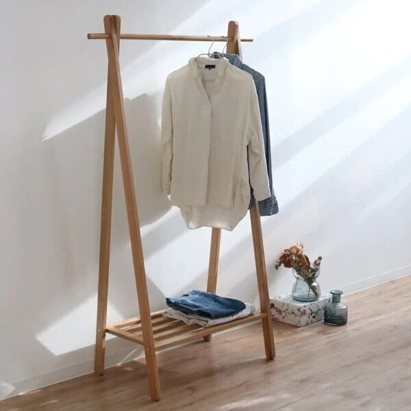 ハンガーラック 木製 天然木 オーク材 幅89cm
