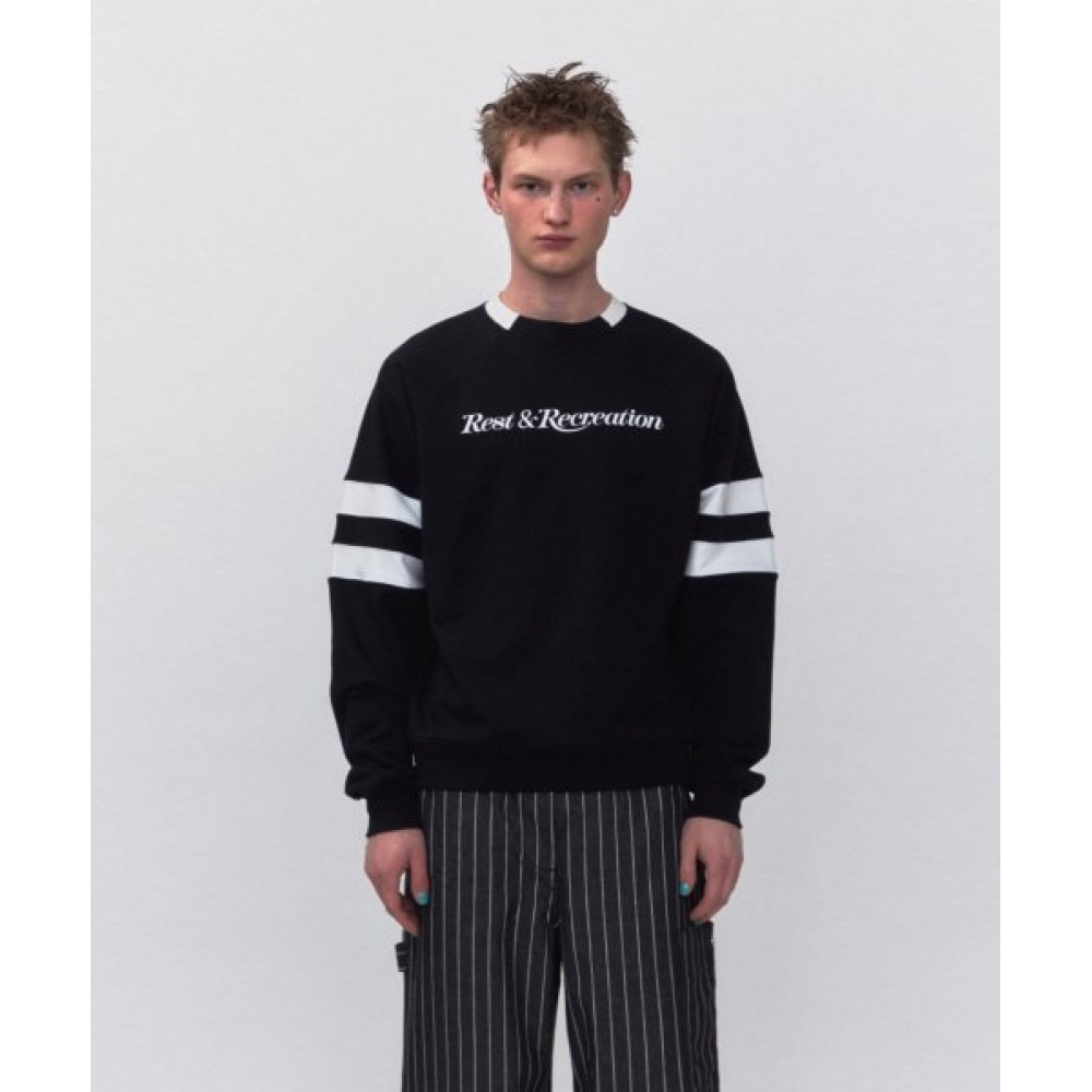 レスト&レクリエーション RR オーバーサイズラグランスウェットシャツ_ブラック