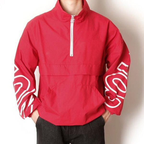 メンズウインドブレーカーレタリングアノラックTシャツKSM-TSA-SCT0320006-レッド