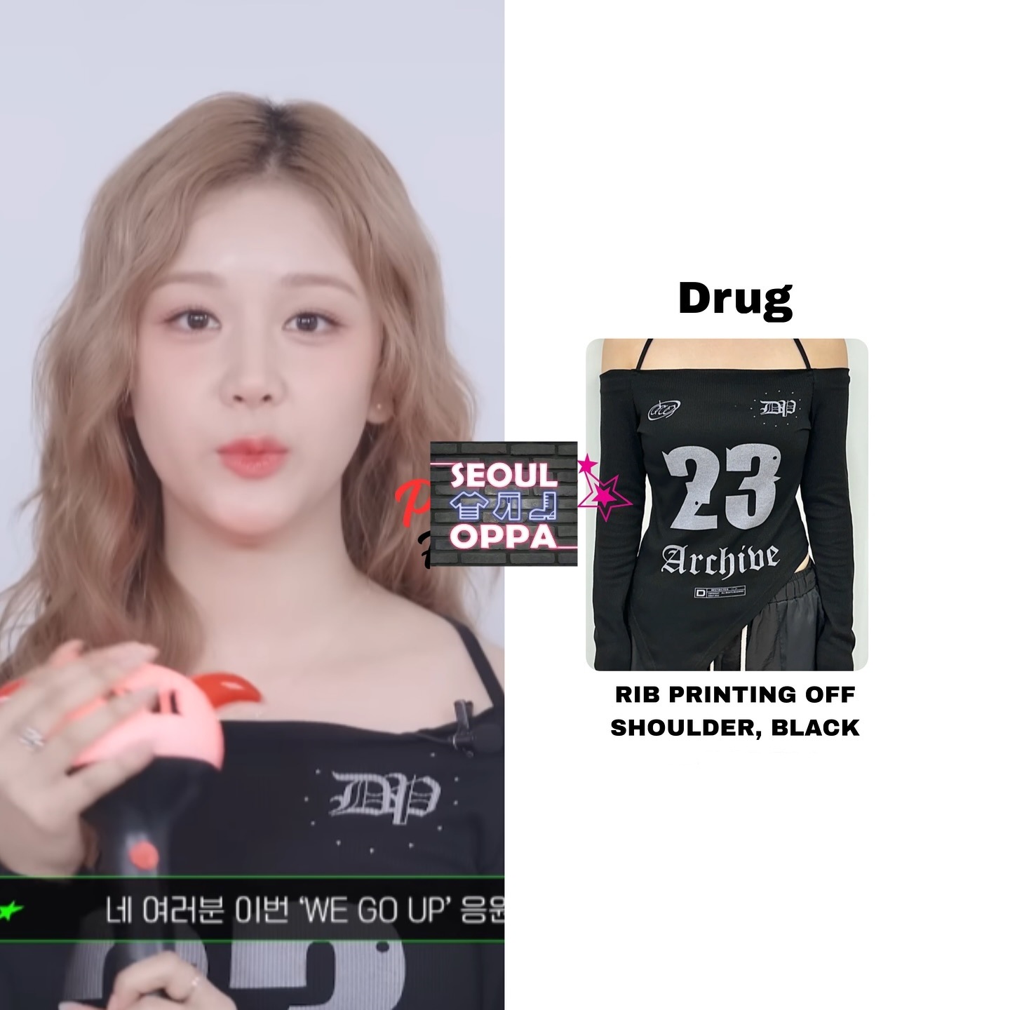 KOREA [ DRUG PRODUCT ] RIB PRINTING OFF SHOULDER