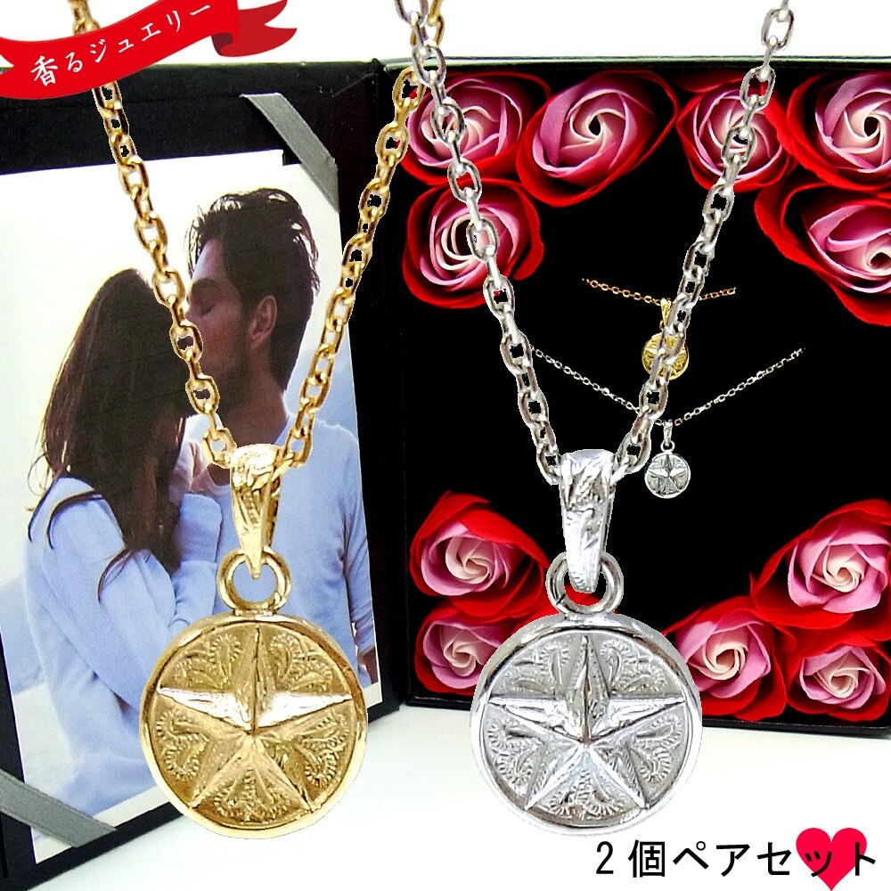 ペアネックレス ペアハワイアンジュエリー 星 スター メダル コイン カップル 記念日 誕生日 プレ