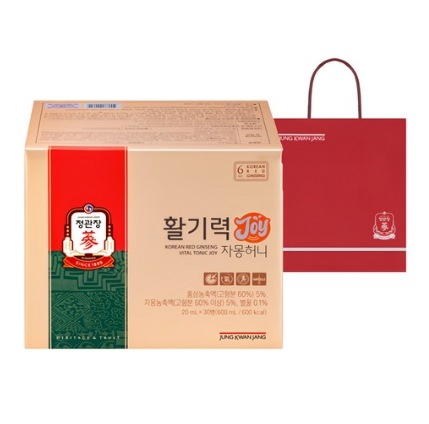 【エネルギー補給】 活気力JOY+ショッピングバッグ 20ml×30本 高麗紅参濃縮液60% 含有 蜂蜜配合 飲みやすい液状タイプ 携帯便利 ギフトセット