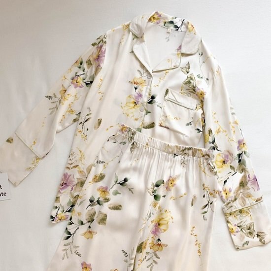 【取寄：納期2週間】ルームウェア パジャマ 花柄 大人 パジャマ 寝巻き 春秋 ルームウェア 部屋着 2点セット セットアップ おしゃれ ルームウェア パジャマ 花柄 大人 パジャマ 寝巻き 春秋