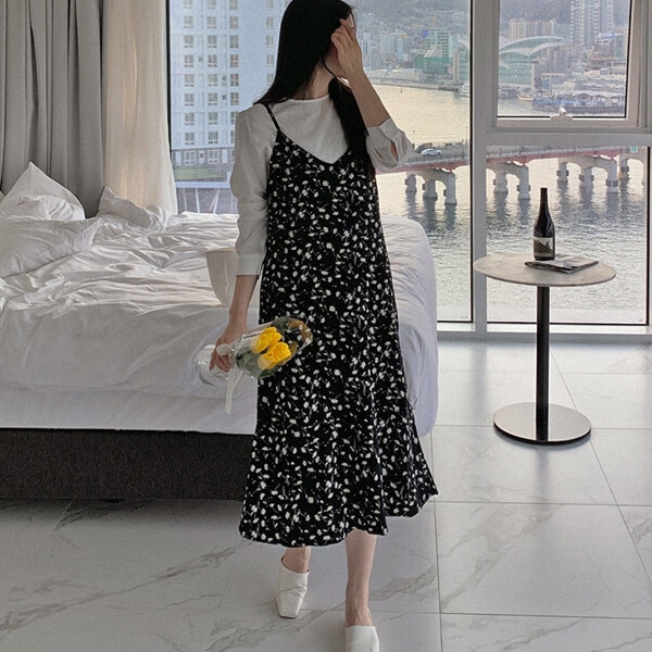 フロイト フラワービスチェロングワンピース_ビッグサイズ