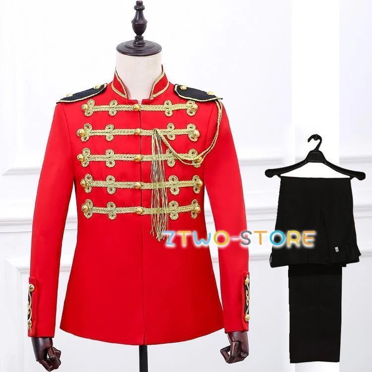 伯爵 貴族 服 男性用スーツ 4点セット 皇室 王子 演劇 舞台 コスプレ衣装 王子様 メンズ 中世 大人 レッド 演奏会 撮影