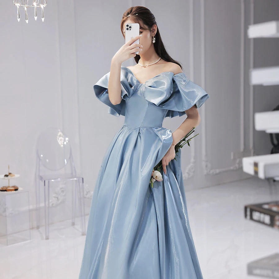 イブニングドレス女性2024宴会気質ホストブルードレススカートは普通に着用できます