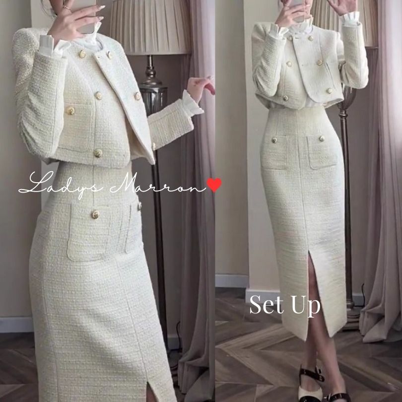 6月の新製品プロモーション最終日 ツイード セットアップ 韓国 入学式 ママスーツ 入園式 セレモニーワンピース セレモニースーツ 同窓会ワンピース 同窓会ドレス 七五三 母親 服装 親 ママ スー