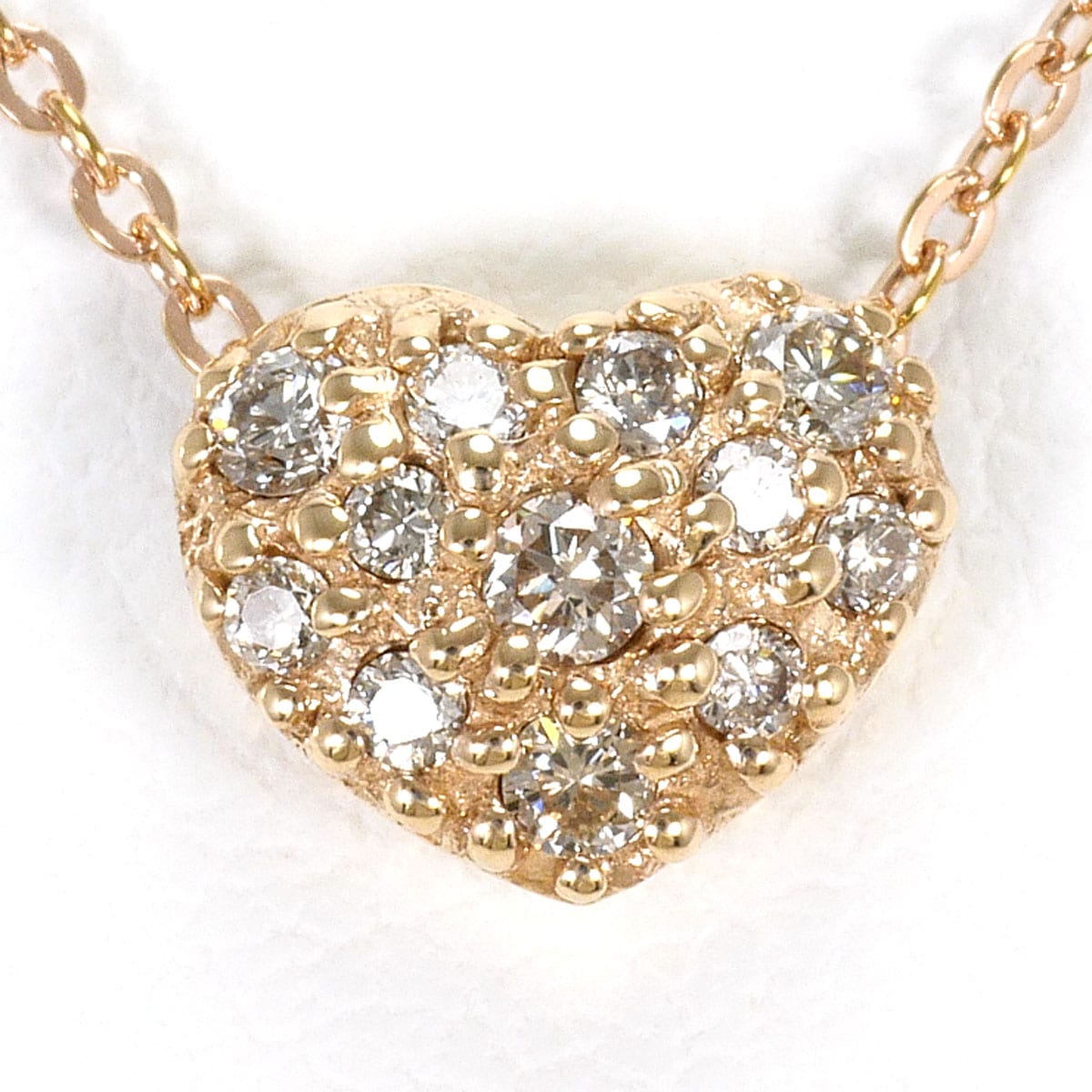 K10 10金 PG ピンクゴールド ネックレス ダイヤモンド 0.12ct 総重量約1.2g 約40cm 中古