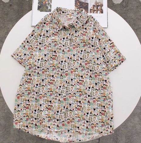 レディース トップス シャツ 半袖 Vネック 襟付き 角襟 前開き ボタン アメカジ 配色 かわいい カジュアル おしゃれ かっこいい レトロ アジアン こなれ感 ラフ メンズライク ボーイッシュ 個