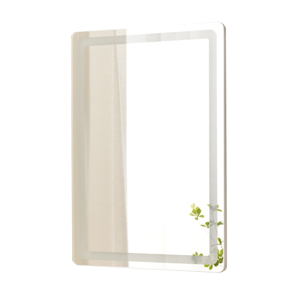 LED浴室ミラー 角型 50*70CM 横掛け縦掛け可能 ウォールミラー 洗面ミラー 化粧鏡 壁掛け鏡 照明付き ドレッサー 洗面所 洗面台 省エネ 明るさ調整 曇り防止機能 照明付き 防水加工 飛散