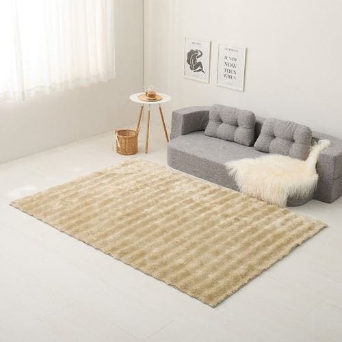 【メーカー直送品】萩原 ポコポコシャギーラグ メルア 約180×180cm ベージュ