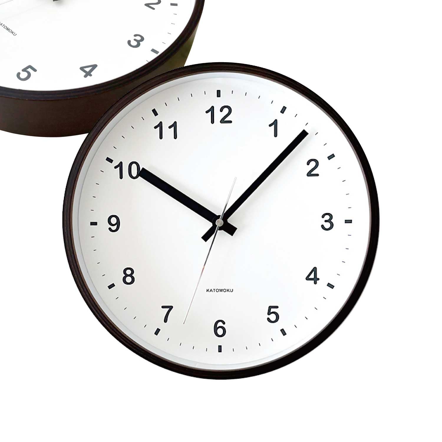 KATOMOKU plywood wall clock ブラウン 掛け時計 連続秒針 km-35MRC φ252mm (電波時計)