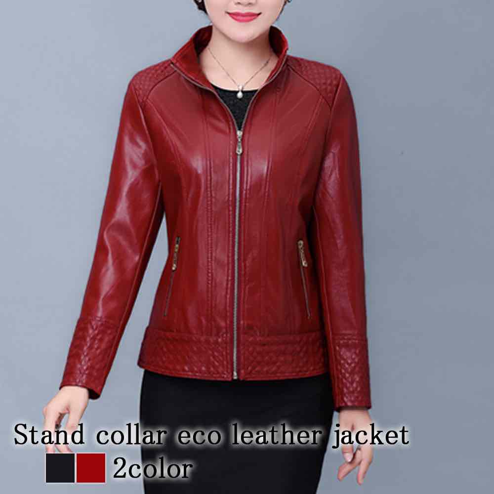 ライダースジャケット レディース スタンドカラーエコレザー レザージャケット ショット ライダース ジャケット 秋 着こなし 革ジャン 30代 ブランド 春 サイズ スエード 50代 20代 ブルゾン