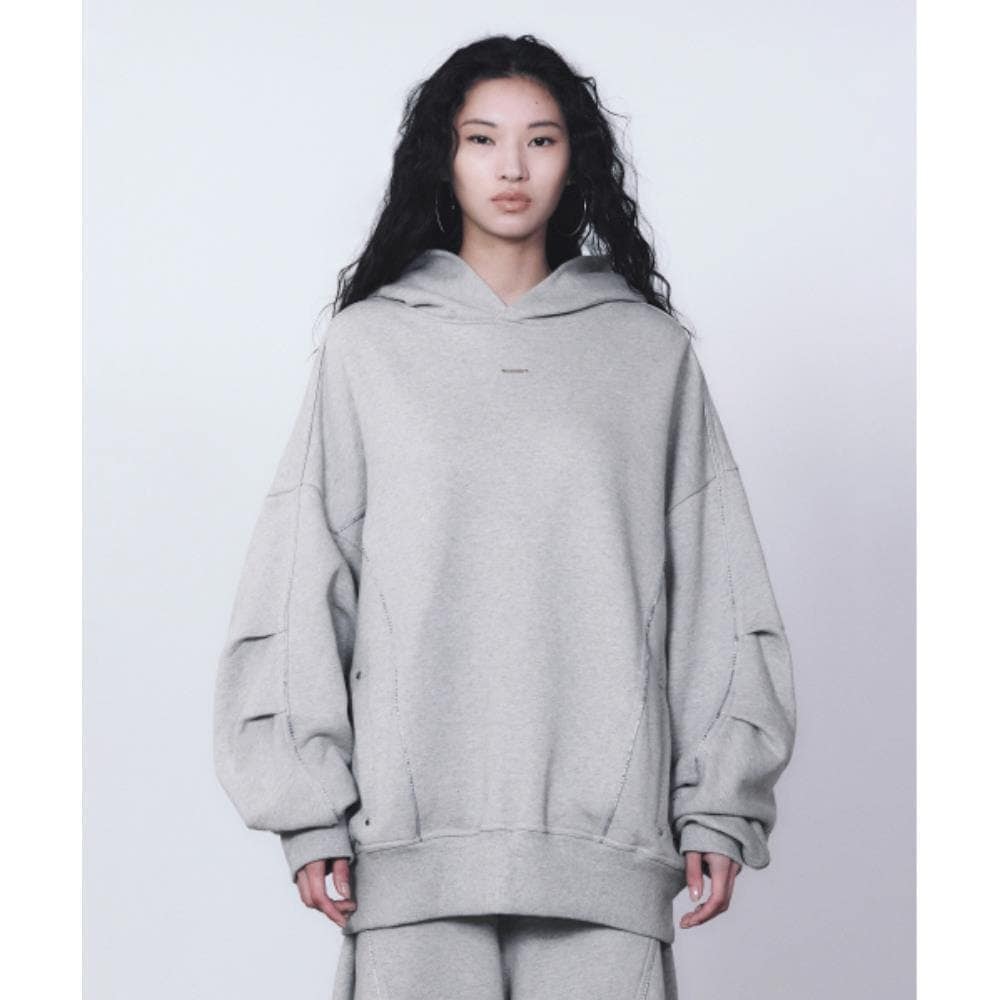 TREEMINGBIRD TMB Logo Piping Hoodie Melange Gray TM251