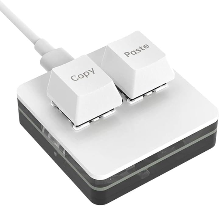USBミニ2キー・キーボード 2キーコピー貼り付け OSU ホットスワップ 片手メカニカル ゲーミング USBケーブル付き 経理業務 リズムゲーム(ホワイト)