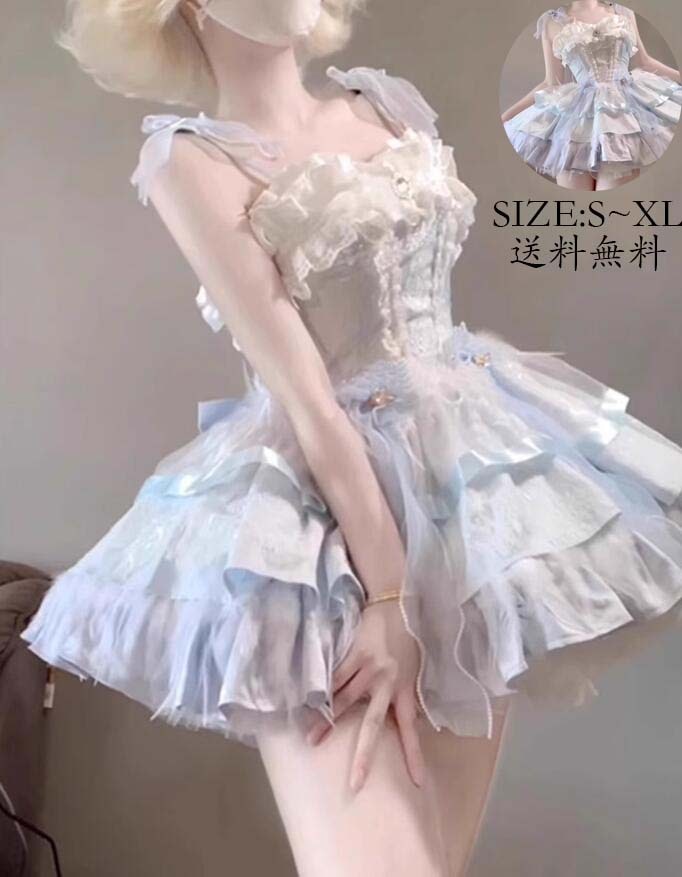 Lolita 変装 学院風 ロリータ風 花嫁洋服 ノースリーブ イベント衣装 日系女子中高生 コスチューム 衣装 演出服 jskワンピース ウエディングドレス コスプレ レディース 可愛い 切り替え風
