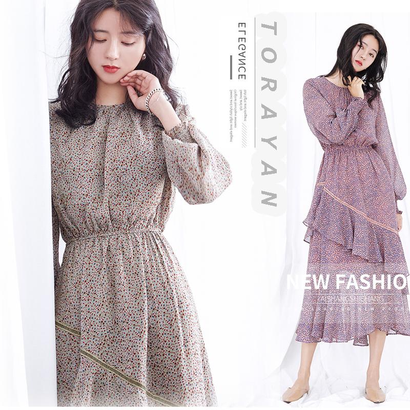 ワンピース 春 花柄 長袖 カシュクール小花柄ワンピース レディース 春ワンピ カジュアル フェミニン ロング 長袖 ウエストゴム ティアード 落ち感 小花柄 カシュクール 春 きれいめ ロングワンピ 4,726円