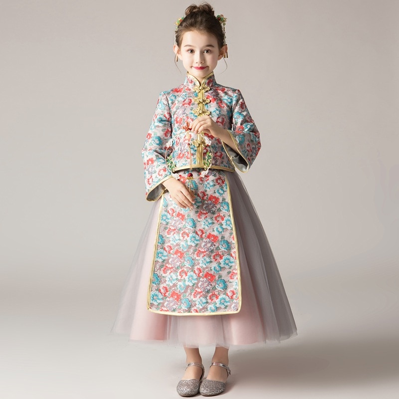 【2枚購入で 3oo円OFF】春の女の子の春と秋のスタイルの古代の衣装チョンサムチルドレンタンスーツxiuhe衣服古代スタイルスーパードレス秋と冬 5,060円