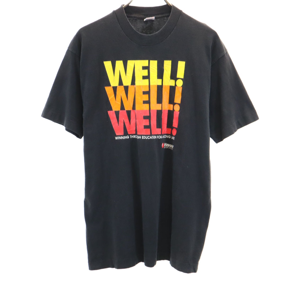 90s オールド USA製 企業モノ 半袖 シングルステッチ Tシャツ L ブラック 航空会社 メンズ 古着
