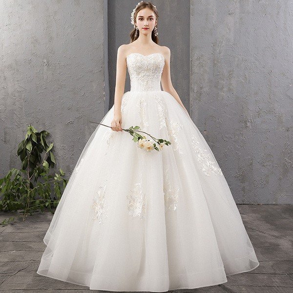 ウェディングドレス ウェディングドレス白 パーティードレス ビスチェタイプ 花嫁ロングドレス 結婚式