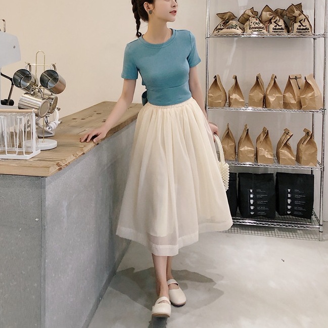 スカート Aライン 膝下 ミモレ丈 フレア シフォン ウエストゴム 透け感 無地 かわいい 大人可愛い きれいめ シンプル 大人 上品 おしゃれ フェミニン 大人カジュアル 大人女子 こなれ感 5,151円