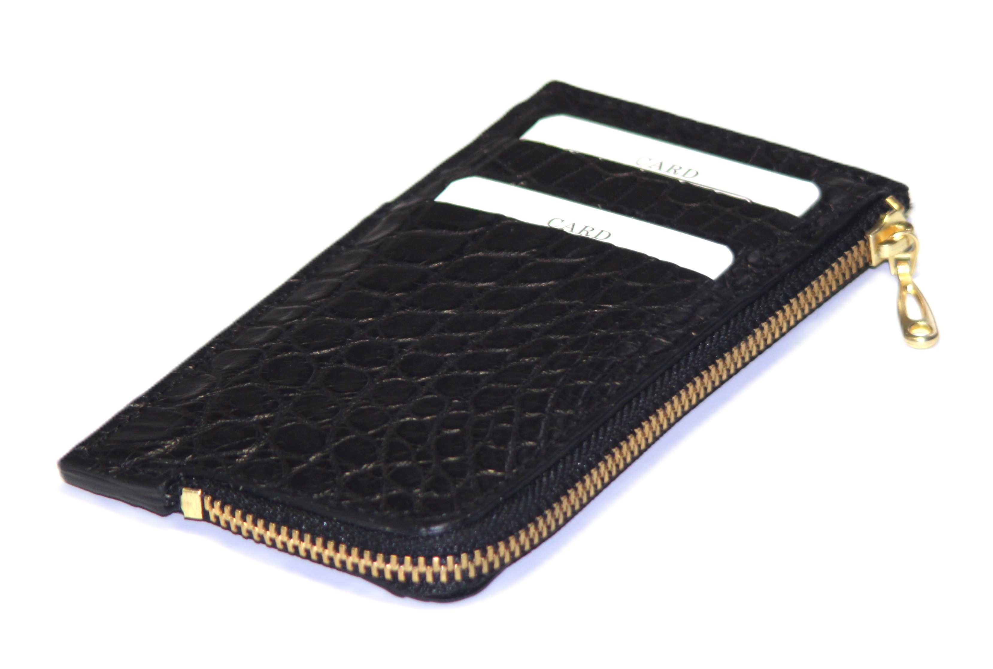 【新規OPEN】【期間限定セール】【激安】【新品未使用】本クロコダイル革　鰐革　特殊モデル　フラグメントミニファスナーウォレット　CFSW-1　艶無しブラック
