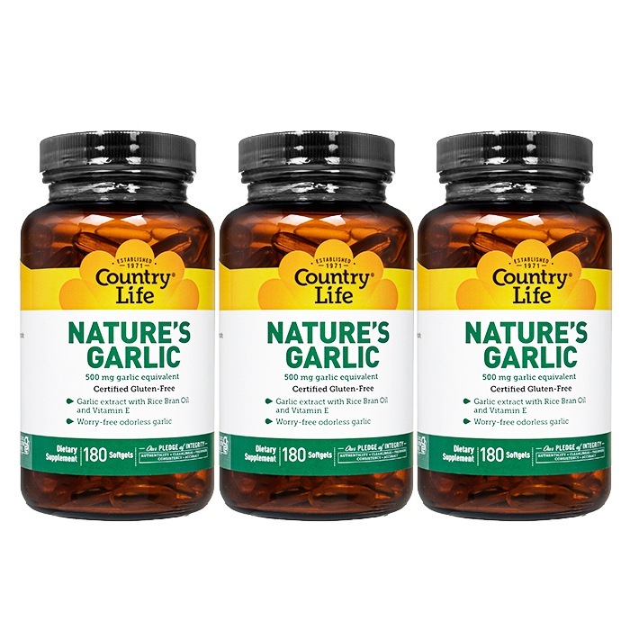 カントリーライフ ネイチャーズガーリック 500mg 180錠 3本 海外発送 ヤマト国際便 8,184円