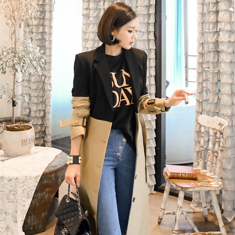 バイカラー　トレンチコート b358