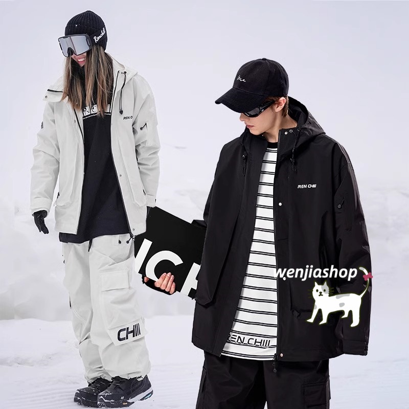 スノーボードウェア 2024 2025 上下セット メンズ レディース ジャケット アウター パンツ ズボン 黒 白 3Lセットアップ 韓国風 防水 スノボー スノー スキーウェア スノボウェア