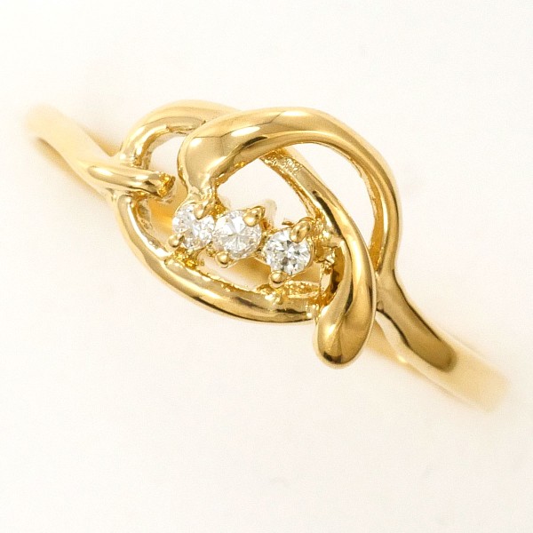 K18 18金 YG イエローゴールド リング 指輪 6.5号 ダイヤ ジュエリー 中古