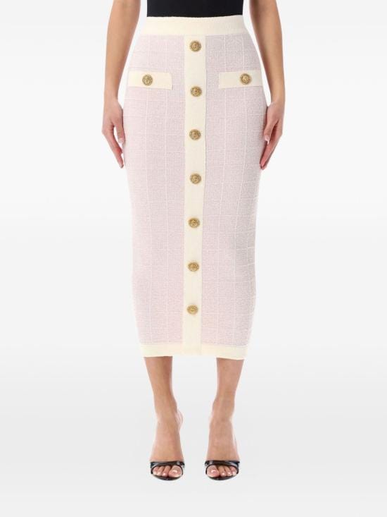 BALMAIN Women Mid Skirts GF1LD024 KJ48OIB Pink