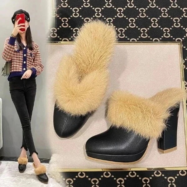 おしゃれ 暖かい スリッパ ファーサンダル ミュール 厚底 レディース 靴 もこもこ ふわふわ シューズ 歩きやすい ファーシューズ