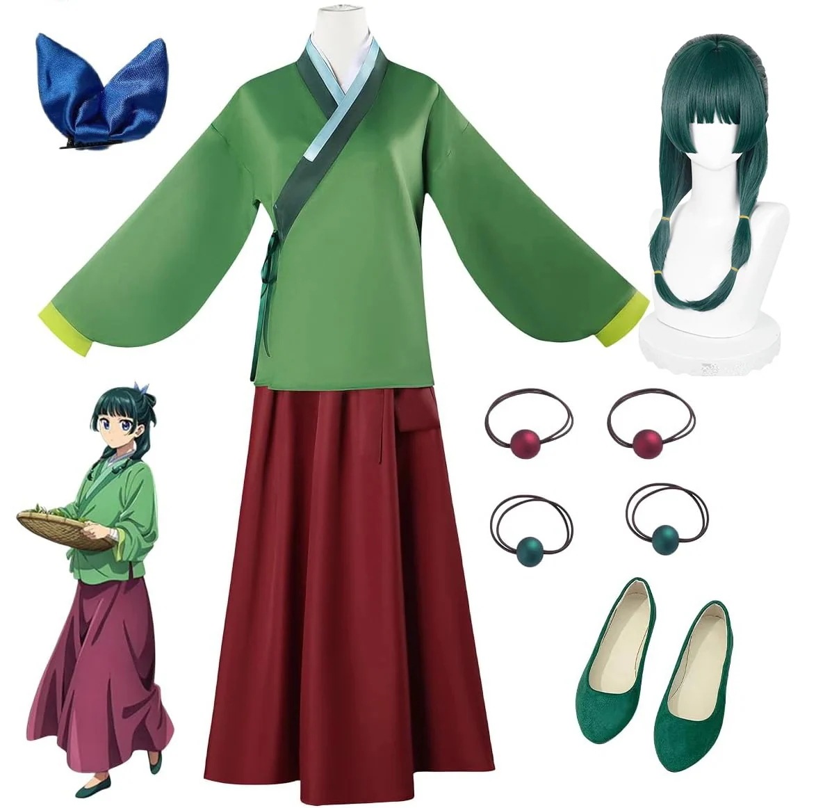 猫猫 マオマオ コスプレ衣装 薬屋のひとりごと 同人服 ウイッグ 靴 髪飾り付き イベント パーティー 変装 演出服 クリスマス パーティー