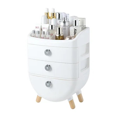 化粧盒引き出し式整理神器机面収納スキンケア用品棚実木脚防塵収納盒