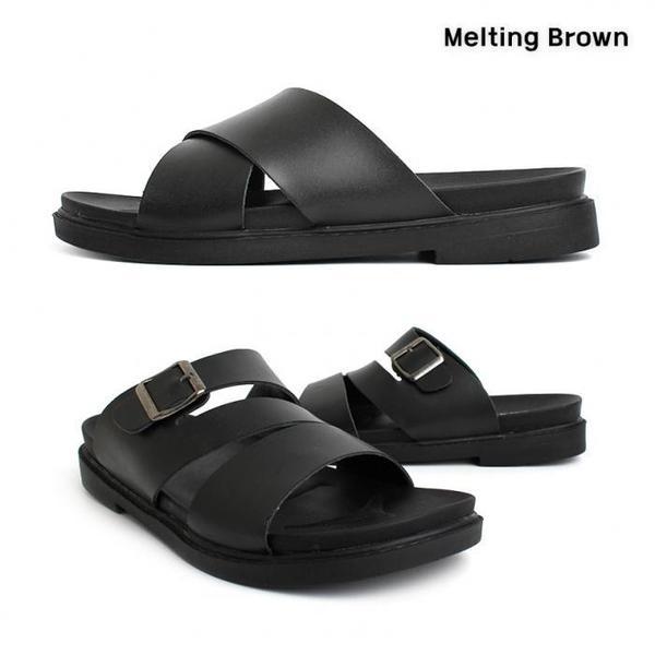 男性用デイリー牛革スリッパ オフィスシューズ 2TYPE