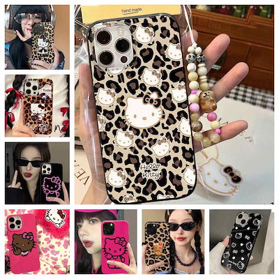 iPhone14ケース　キティーちゃん　キラキラ　ヒョウ柄　ストーン　デコ : [KINUNTOP]パープル系ヒョウ柄人気iphone 16ケース韓国