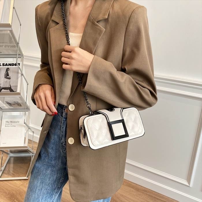 バッグ レディースバッグ ショルダーバッグ チェーン 肩がけバック 斜め掛け ビジュー バックル クラスプ コンパクト エンボス